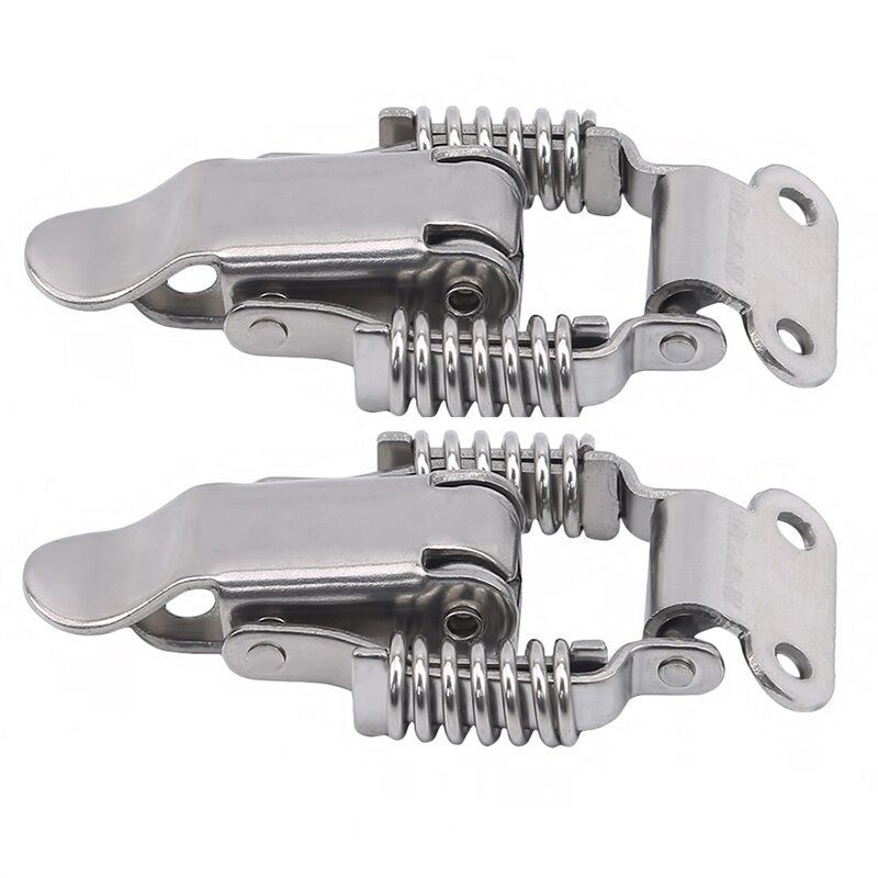 Stainless Steel Double Spring Locking Latch Hasps Chest Toggle Catch Clasp Box Loaded Hinges Furniture Hardware Accessories