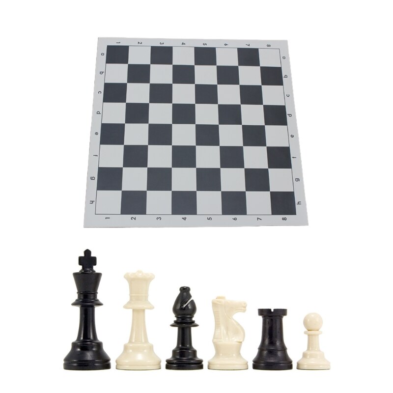 Chess Triple Weighted Pieces and Mousepad Board Chess Set: Black