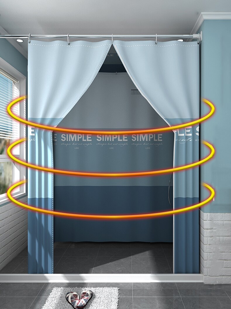 Aqumotic Full Cover Shower Curtain with Top Rectangular Bath Cover Bathing Outdoors Fully Enclosed Warm Bathroom Tent No Pole