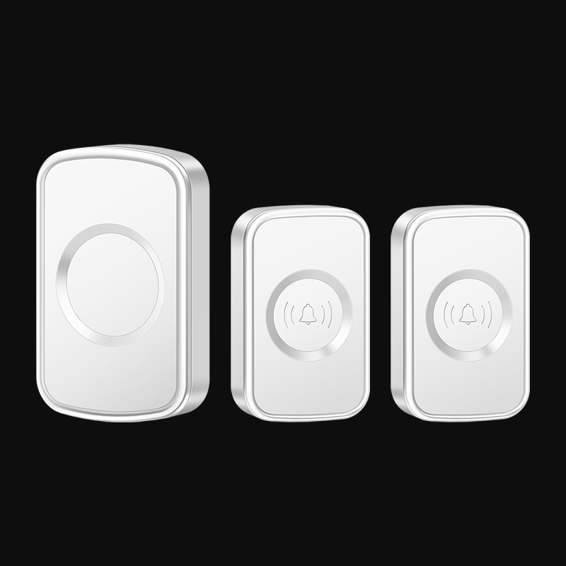 Cacazi Home DC drahtlose Türklingel setzt wasserdichte 1000ft Reichweite 60 Klingeltöne 2 Taste 1 Empfänger ohne Batterie Outdoor-Anruf glocke: Greyish Braun
