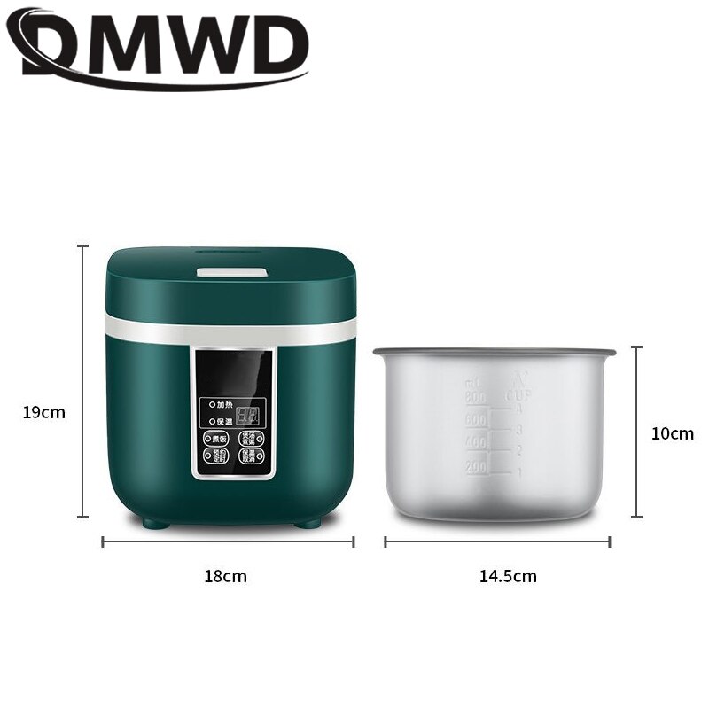 DMWD Mini Rice Cooker Multi-function Single Electric Rice Cooker Non-Stick Household Small Cooking Machine Make Porridge Soup