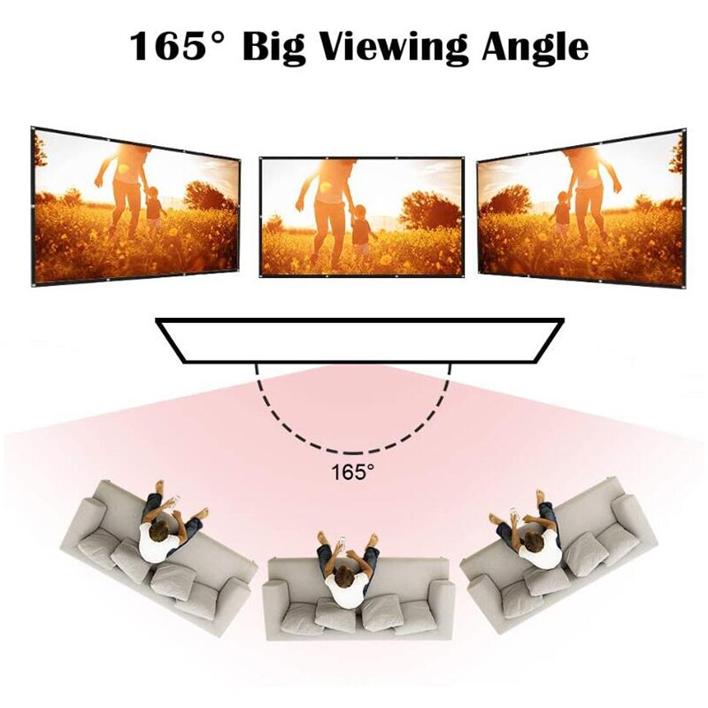 150 Inch Projector Screen HD 16:9 White Dacron Diagonal Video Projection Screen Wall Mounted for Home Theater Movie