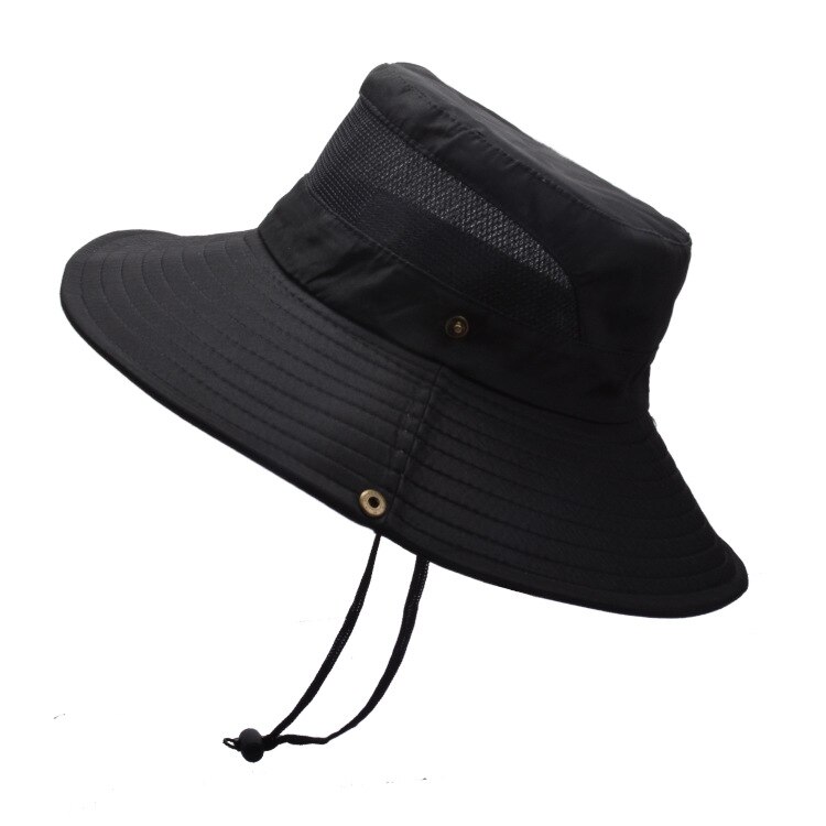 Boonie Hoed Mannen Anti-Uv Zon Hoeden Outdoor Vissen Cap Mode Grote Rand Caps Vrouwen Zomer Hoed Mannelijke Emmer hoed Sombrero Gorros: Black