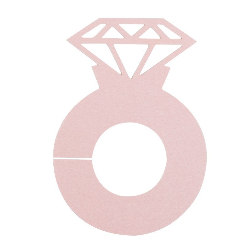 50pcs Diamond Ring Wedding Wine Cup Paper Card Table Decor Engagement Shower Bachelorette Party DecorationTool: Pink