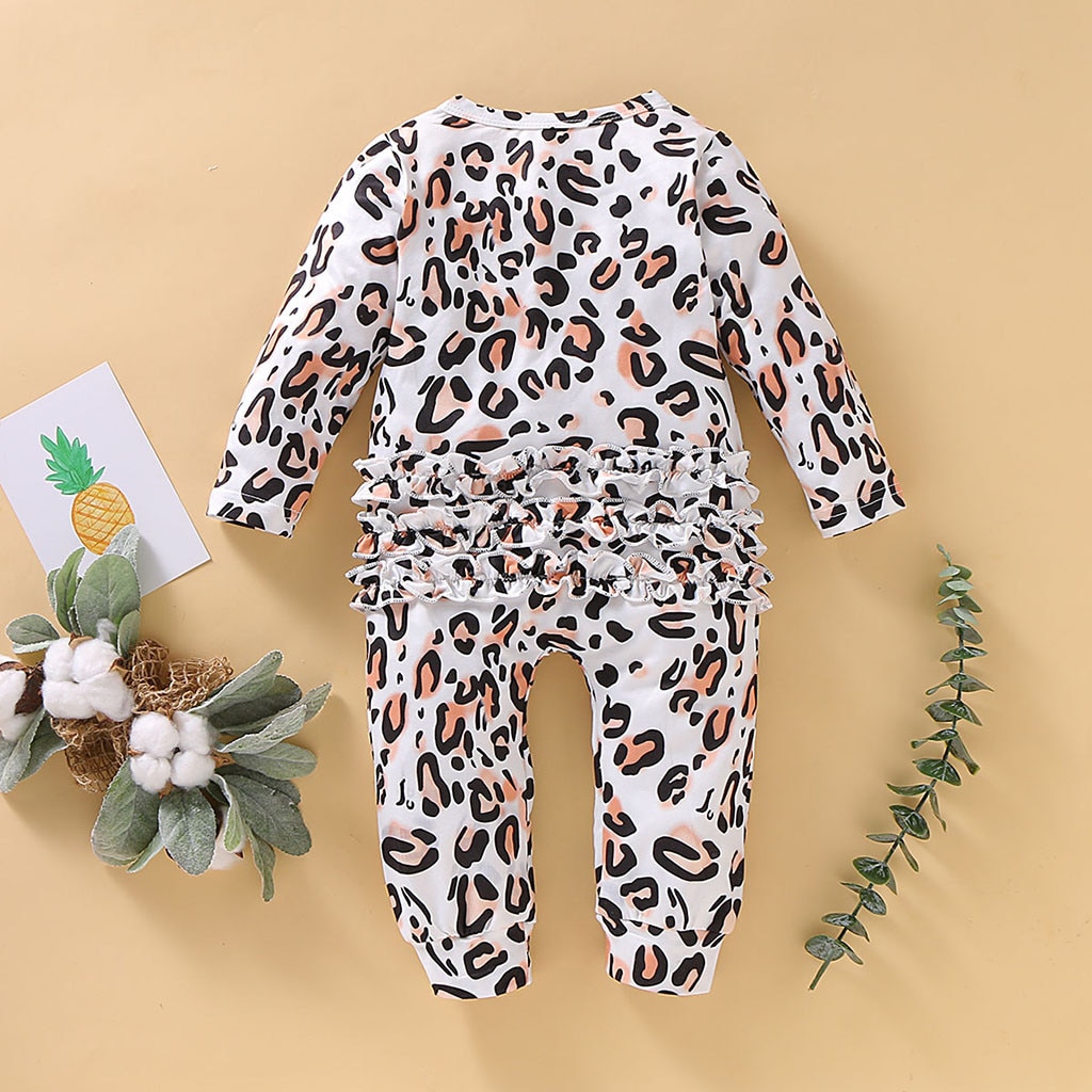 Infant Baby Boys&Girls Long Sleeve Leopard Print Ruffles Romper Jumpsuit Clothes organic cotton baby clothes winter baby romper