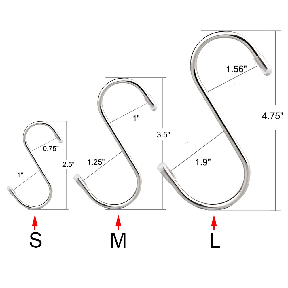 Paracord Planet - 4 Packs - S shaped hooks S hanging hooks S metal hanger - 3/8 inch thick, 3 inch long