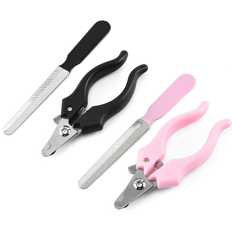 Obcinarka pazurów dla zwierząt szczenięta obcinacz robić paznokci narzędzia fryzjerskie z sierpem bezpieczeństwa dla psa robić pazurów u nóg maszynki robić strzyżenia pazury nożyce robić cięcia artykuły dla zwierząt: czarny i różowy 