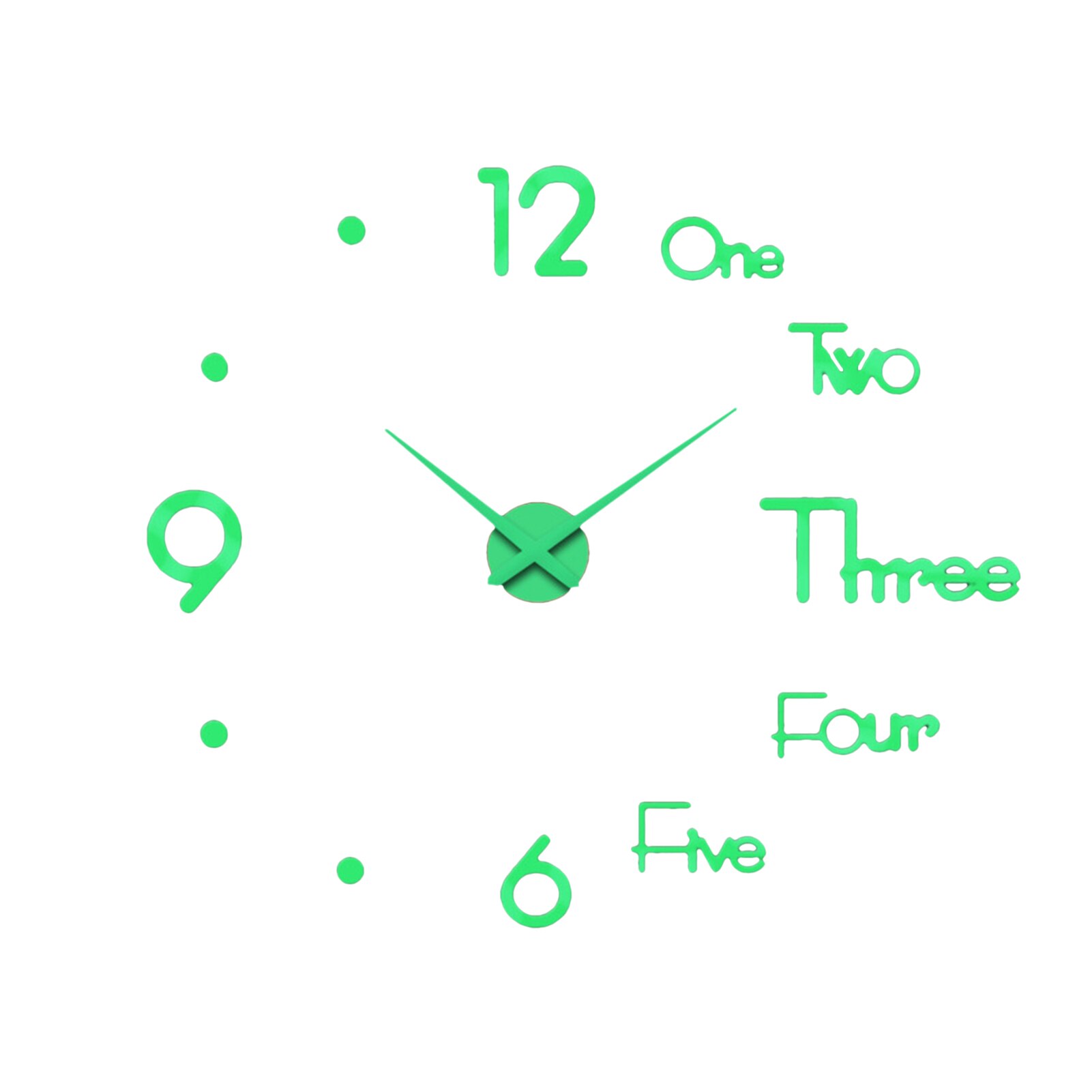 Night Light Wall Clock 3D DIY Frameless Wall Decoration Clock Luminous Stickers Non-Ticking DIY Wallclock Sticker Living Room: A