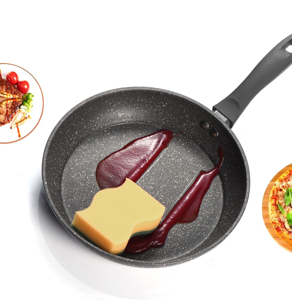 Band Marble Stone Nonstick Frying Pan with Heat Resistant Plastic Handle,Granite Induction Egg Skillet,Dishwasher Safe
