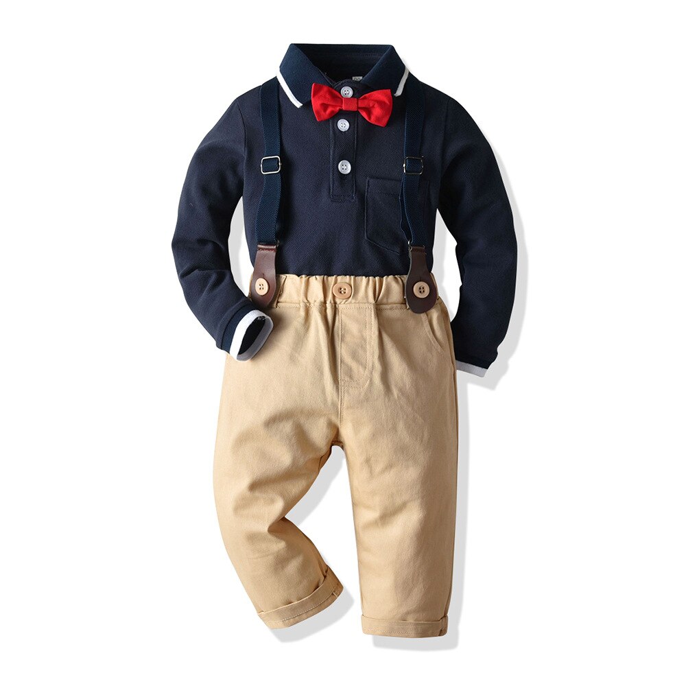 Childrens Suits Voor Baby Jongen Solid Shirt + Broek + Bow 3 Stuks Jongen Kind Kostuum Set Voor Formele party Voor 1-6 Leeftijd