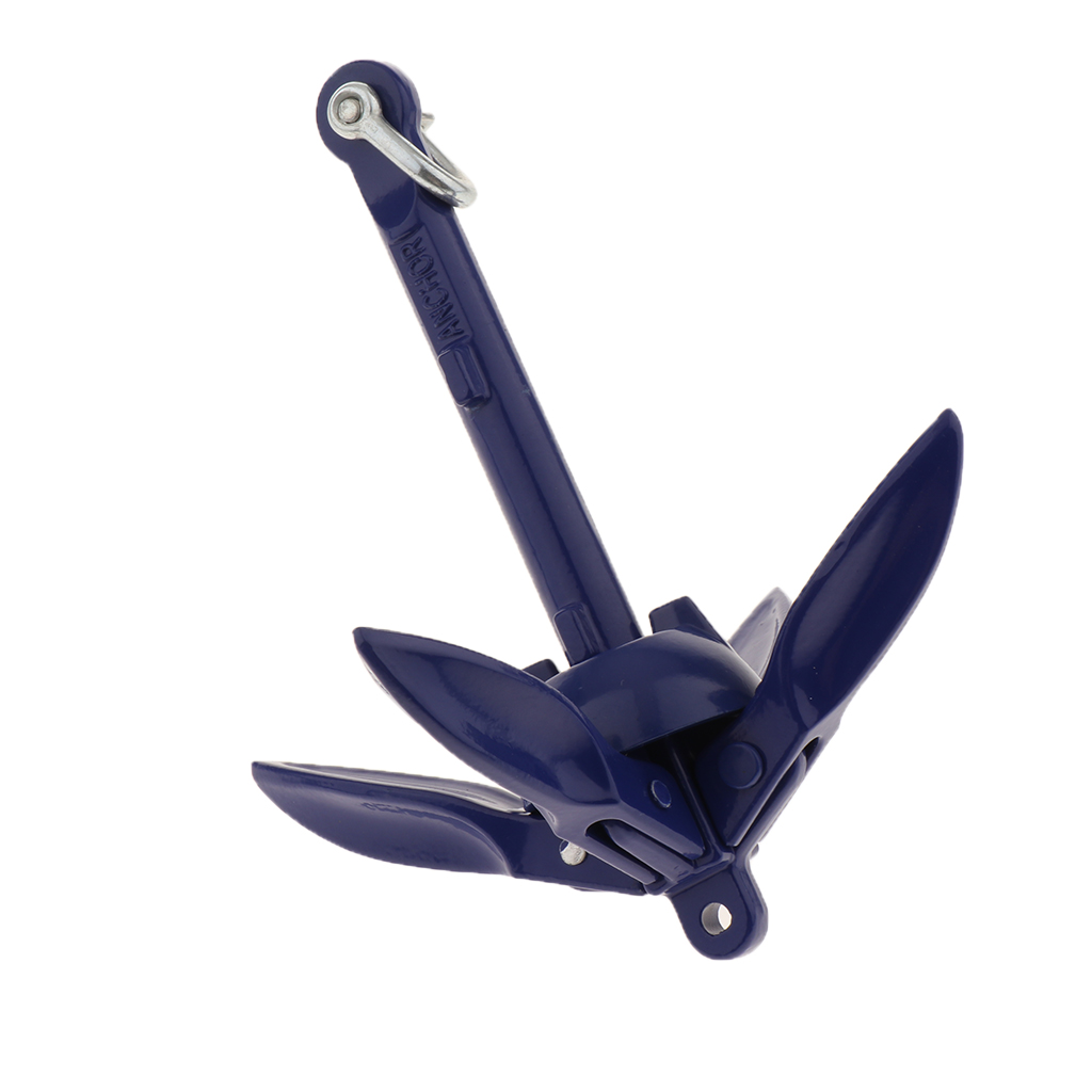 Blauw Aluminium Folding Grapnel Anker Vouwen Dreg Anker 0.7Kg 1.5lb Kajak Anker Marine Grade Boot Onderdelen