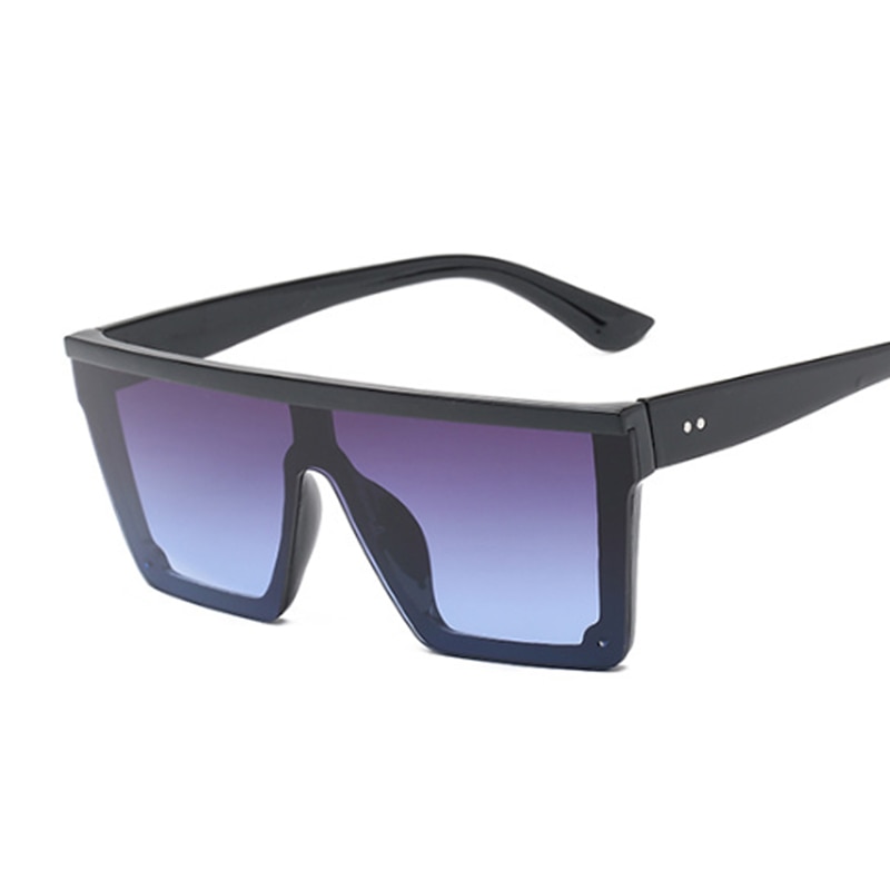 Oversized Zonnebril Vrouwen Big Frame Vierkante Platte Top Klinknagel Zonnebril Vrouwelijke Vrouwen/Mannen Vintage Spiegel Shades Gradiënt UV400
