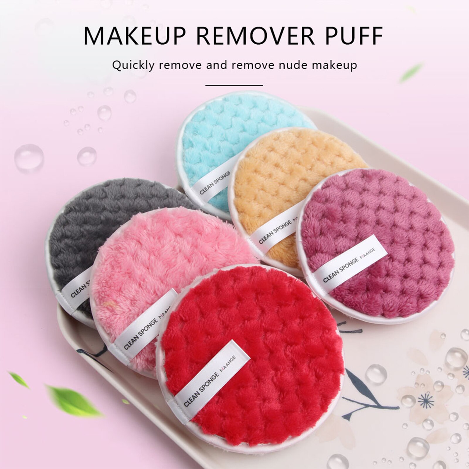 1Pc Reusable Makeup Removal Pad Soft Double-sided Sponge Cleansing Cleaner Puff Cosmetic Remover Face Washing Tools