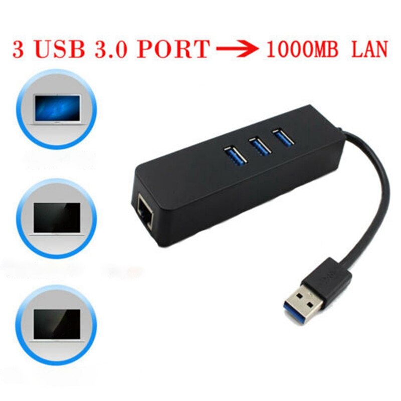 1Pcs Toetsenbord En Muis Adapter Met 3.5Mm Mic & 1Pcs 3 Poorten Usb 3.0 Hub Gigabit Ethernet lan Rj45 Netwerk Adapter