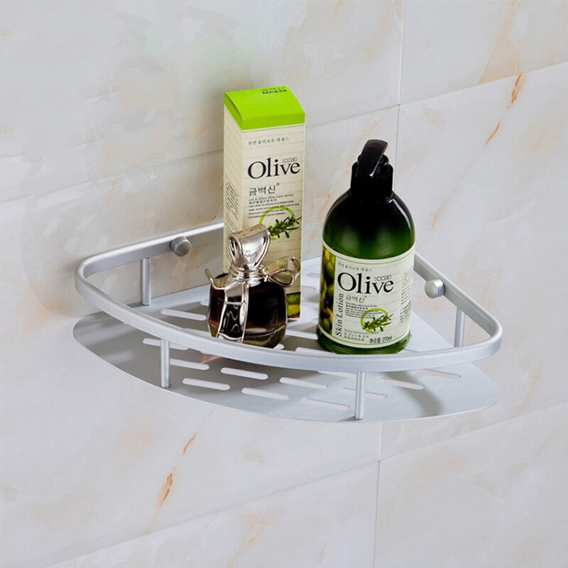 1/2/3 Layer Space Aluminum Bathroom Shelf Triangular Shower Shampoo Soap Cosmetic Rack corner storage holder shelves: 1Tier