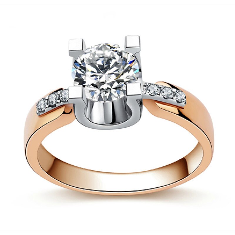 or rose et blanc Cincin Wanita anneaux pour les femmes zircone anneaux de mariage bijoux bijoux 18KR015