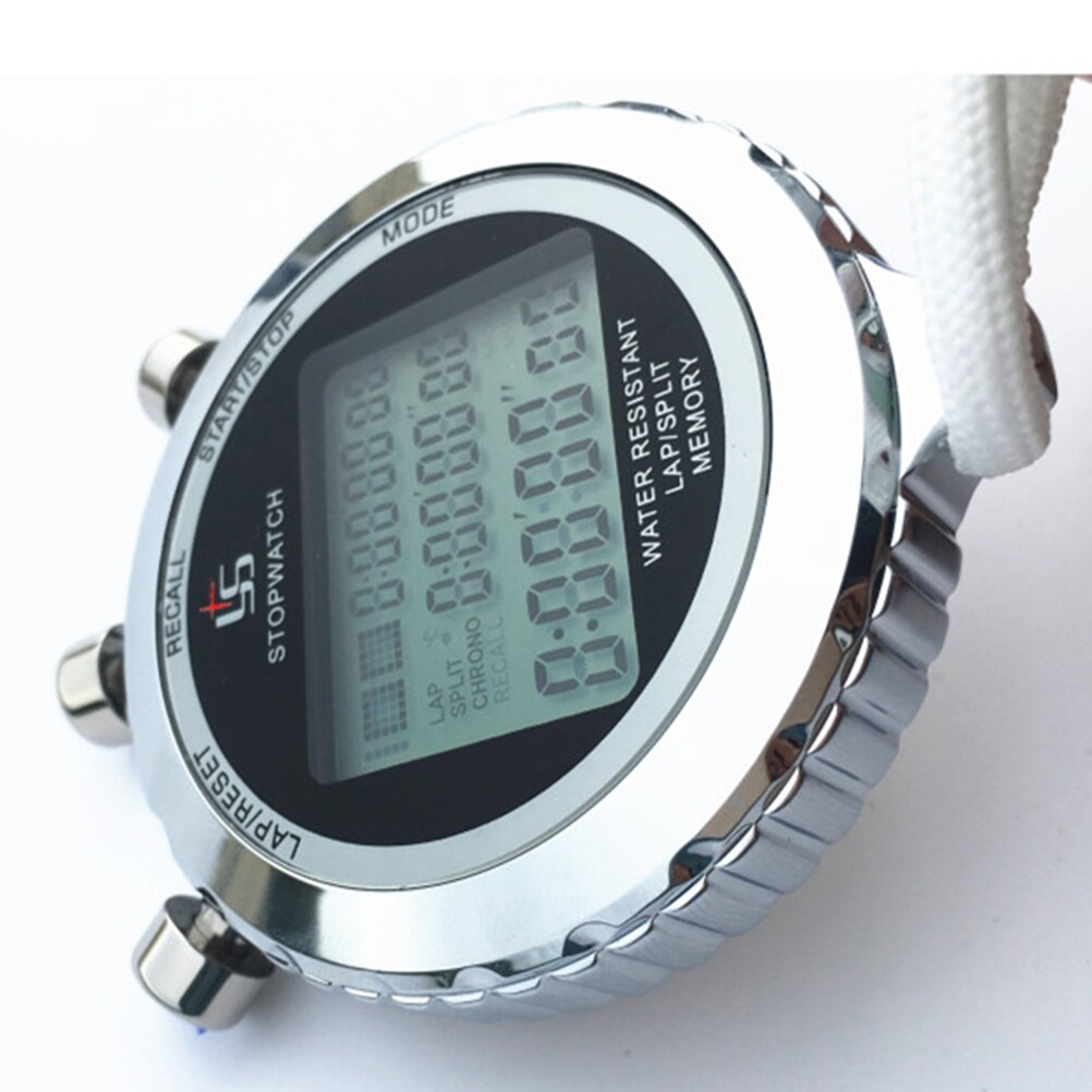 1PC Handheld Electronic Stainless Steel Digital Timer Stopwatch for Athletes