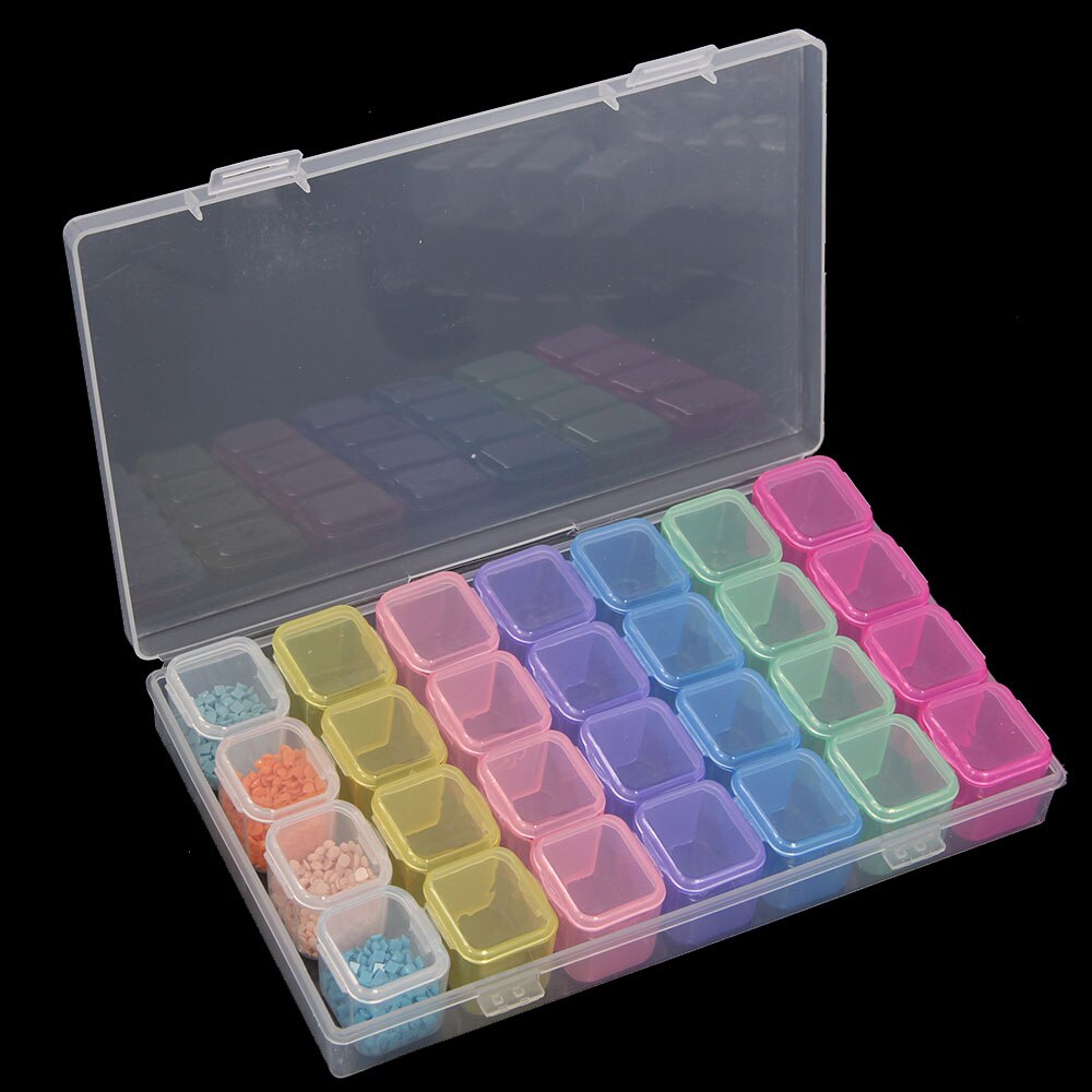 28/56/112Grids Diamond Nail Art Rhinestone Container Organizer Mosaic Embroidery Accessories Tools Bead Container Storage Box
