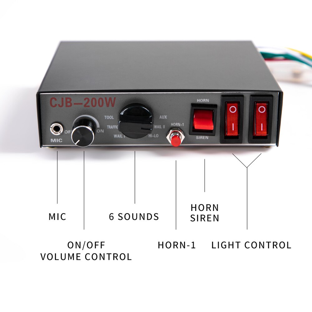 YHAAVALE 200W Car Police Siren,CJB9 tone Wired Amplifier with Handheld Mic,Electronic Emergency Warning PA System for Vehicle