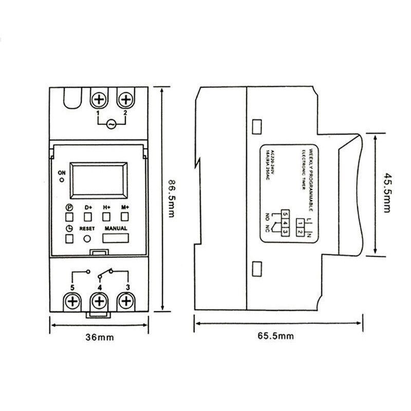 THC15A Digital Timer Switch Relay Control LCD DIN Programmable Street Lamp Billboard Power Supply Timer WITHOUT Waterproof Box