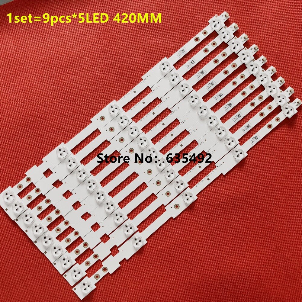 9 PCS/lot 39" LED strip SW 39 3228 05 REV1.1 120814 5 LEDS(1 LED 3V) 420mm