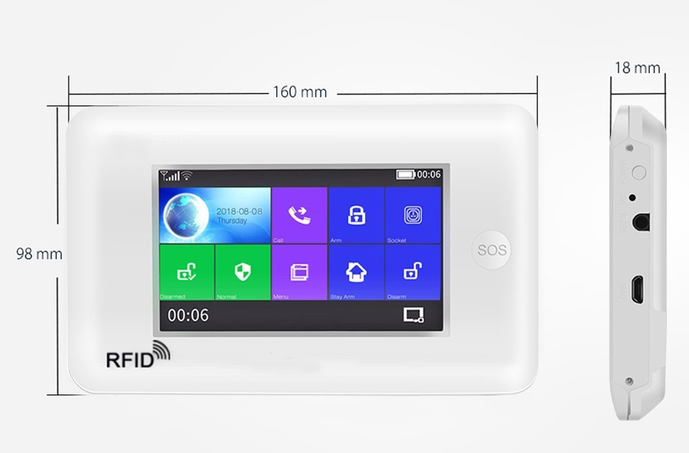 Inalámbrico WIFI GSM hogar RFID seguridad antirrobo pantalla táctil completo sistema de alarma antirrobo kit de Sensor francés, ruso, español voz