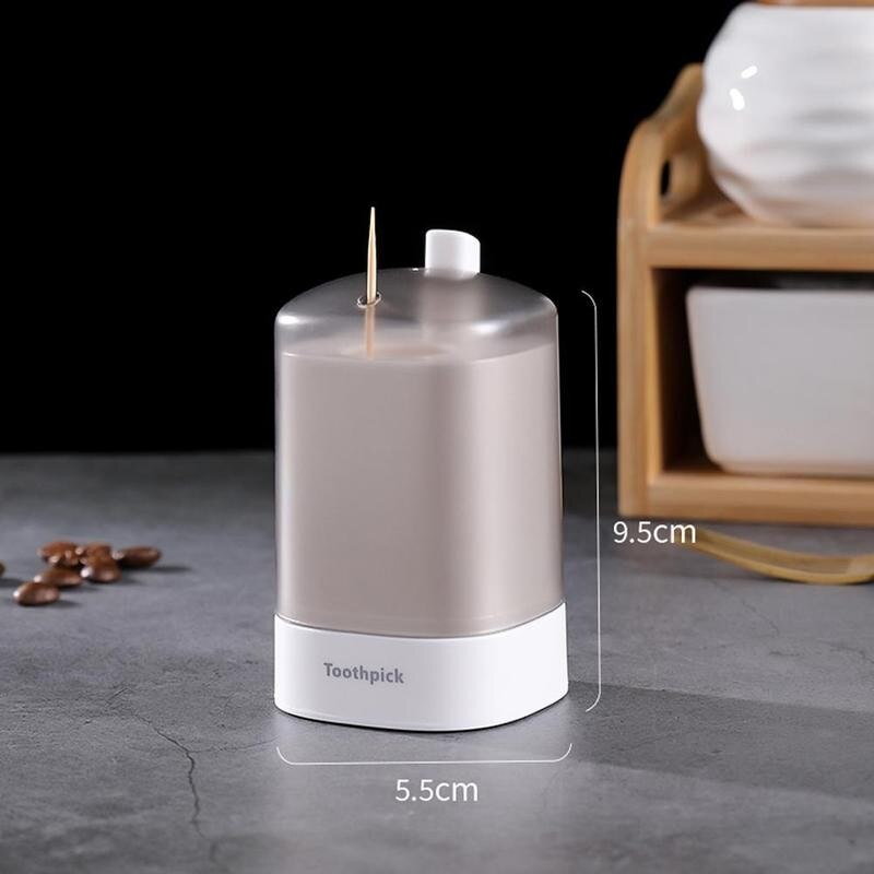Automatic Toothpick Holder Bamboo Dispenser Toothpick Jar Toothpick Toothpick Dispenser Home Pressure Hand Dispenser Storag K0Y2