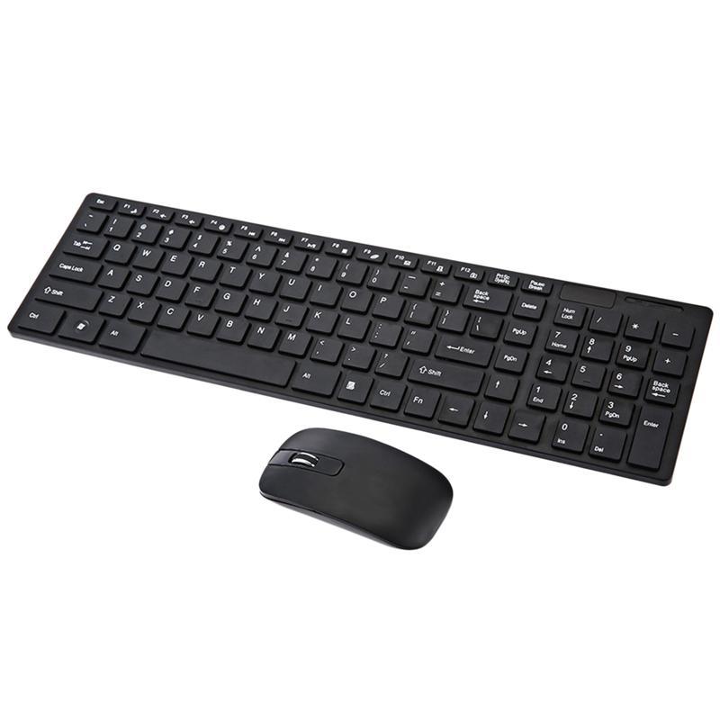 2.4G Home Keyboard Wireless Keyboard Ultra-Thin Office Keyboard With Mouse (With Keyboard Cover, Without Battery): Black