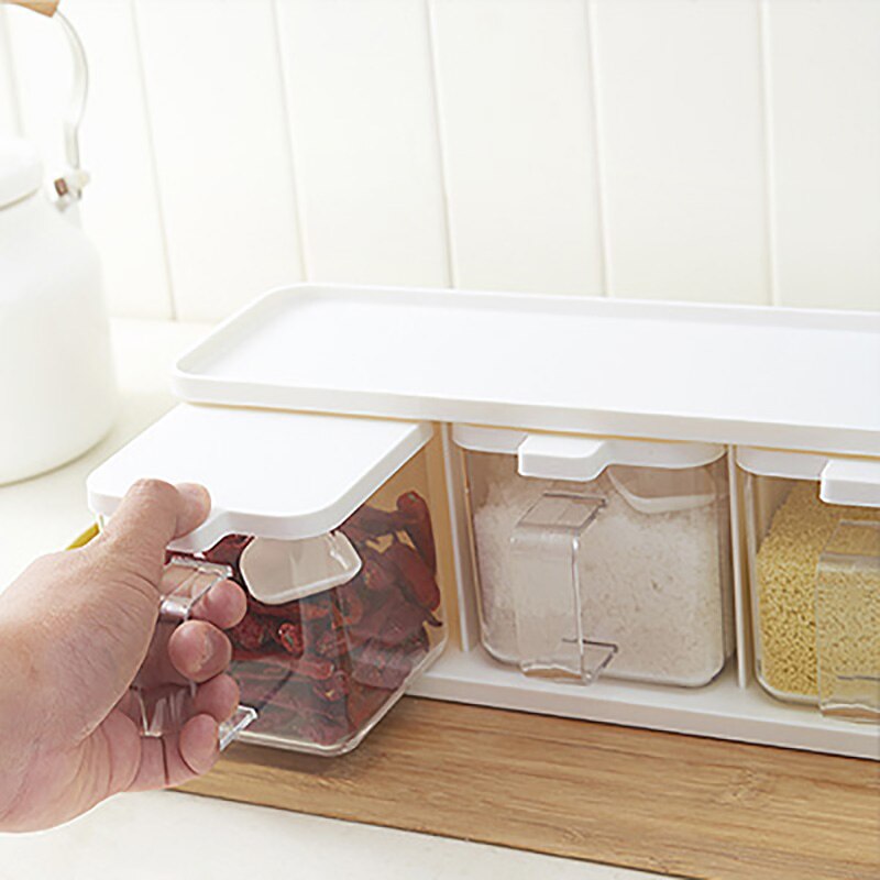 Caja de contenedor de especias para cocina, frascos, utensilios, almacenamiento de sellado, condimentos, organización de hierbas, accesorios, artículos