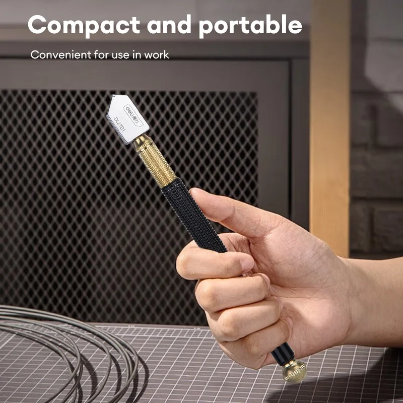 Deli Duurzaam Gloednieuwe Glassnijder Klein Formaat Stalen Mes Anti-Slip Handvat Snijgereedschap Diamantsnijder Kop Messen