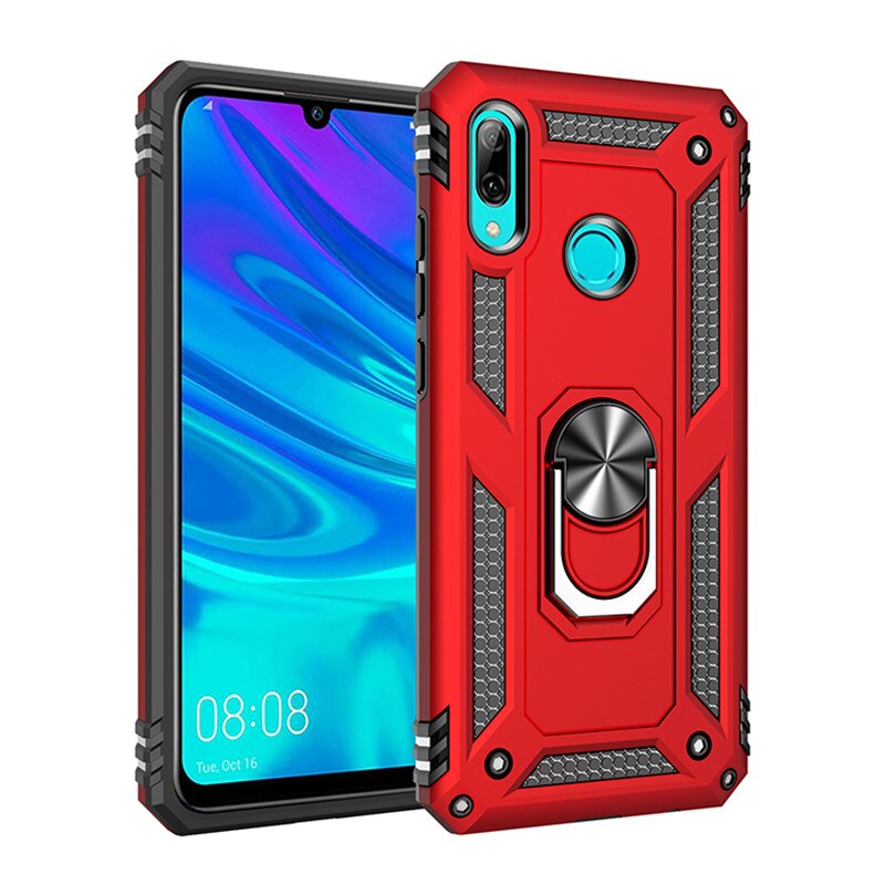 Voor Huawei P Smart Case Magneet Auto Ring Stand Houder Cover Voor Huawei P Smart Psmart POT-LX1 POT-LX3 Coque Funda: For Enjoy 10s / Red