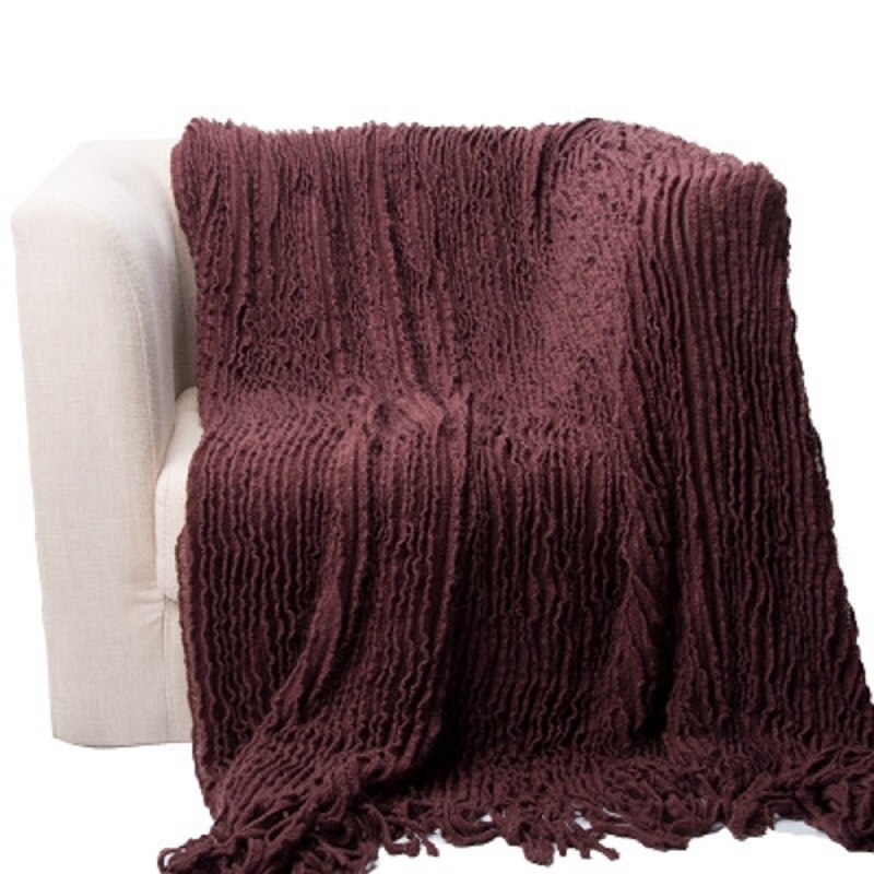 Battilo 100%  acryl casual banksprei woondecoratie gebreide deken , 130*170cm: Donkerpaars