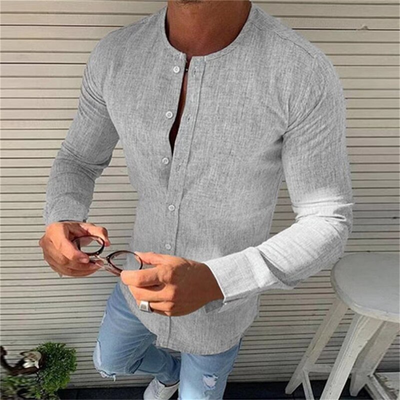 Efterår forår langærmede casual skjorter til mænd solide slanke basic stand business skjorter camisas masculina