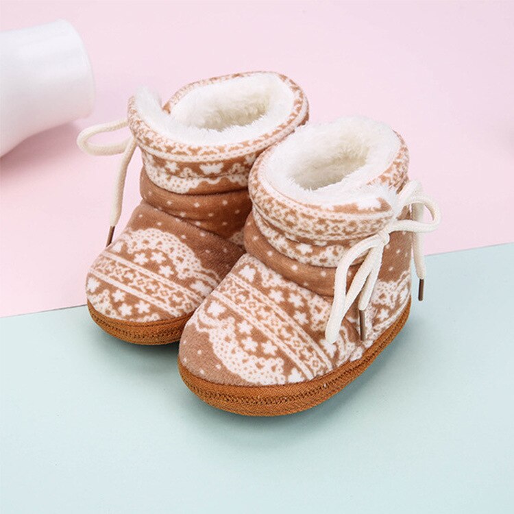 Zapatos de algodón para bebé, botas de nieve de terciopelo para bebé, zapatos antideslizantes para bebé, con cordones altos para 0 a 1 años: 2 / 13(11.5CM)