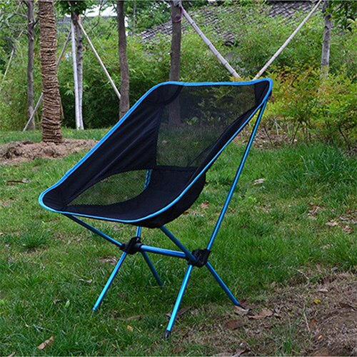 Silla plegable portátil con forma de luna, taburete plegable para pesca, Camping, barbacoa, asiento extensible para senderismo, muebles para el hogar y la Oficina ultraligeros para el jardín: Lake blue