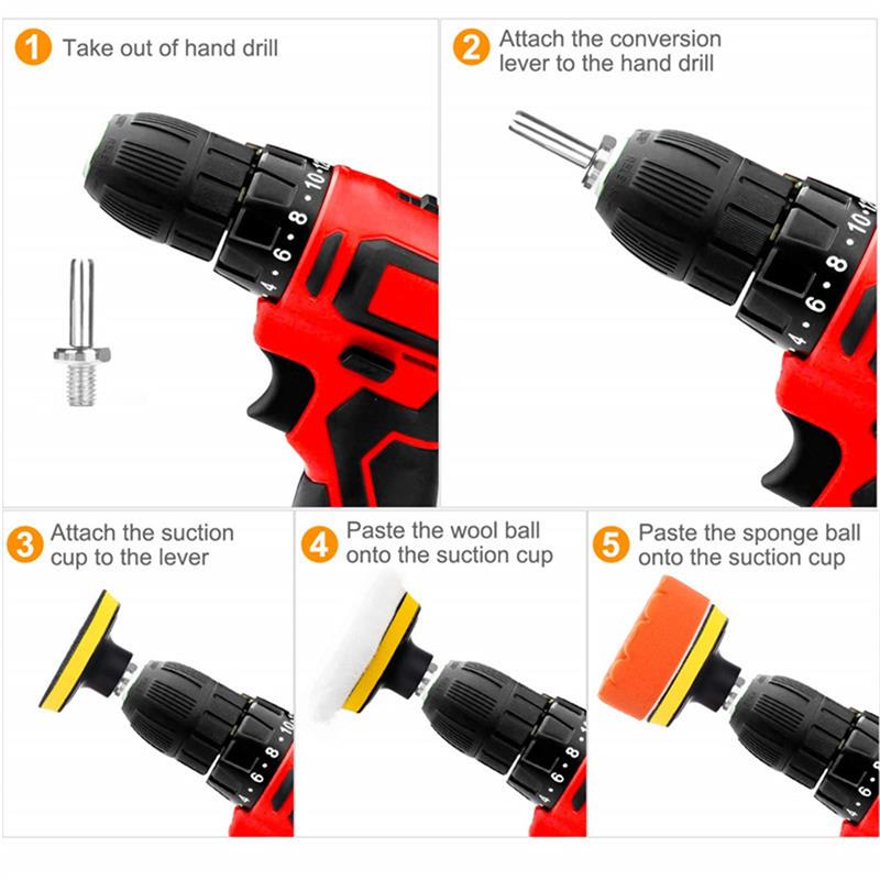 39Pcs Auto Polishing Pads Kit Buffing Pads Car Care Polisher Tool Waxing Polishing 2 in 1 Set