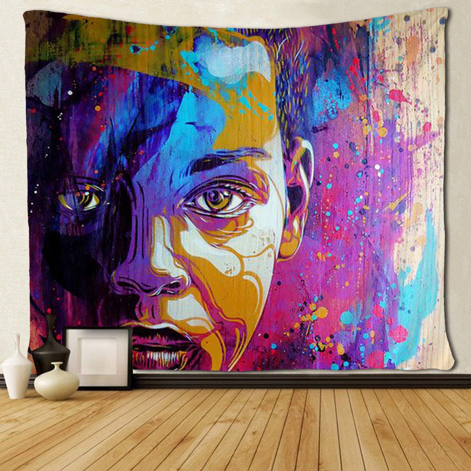 African American Men Afro Black Men Watercolor Face Art Tapestry Custom