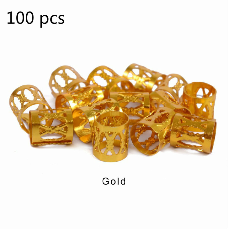 50-100 unids/bolsa, anillos ajustables para trenzas de pelo de colores mezclados, tubos de cuentas para rastas, anillos para el cabello, Clips para puños, horquilla, decoraciones, joyería: Amarillo claro
