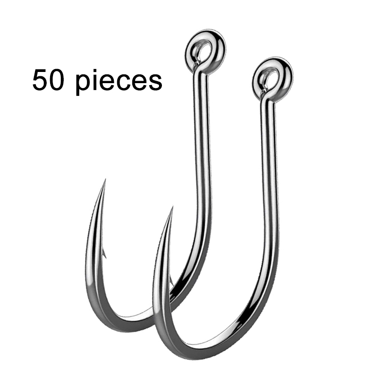 Lot 50 Hameçons De Pêche Mer Barbelés – 5 Tailles, Acier Carbone Noir, Pour Poissons Variés