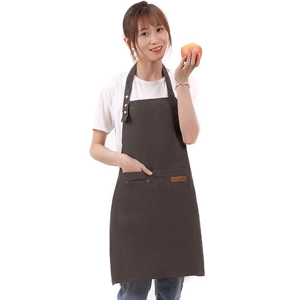 Chefs schort koks schort effen kleur, volwassen vrouwen unisex duurzaam comfortabel met voorzak wasbaar voor koken bakken keuken restaurant knutselen, Wit, 70CMx60CM