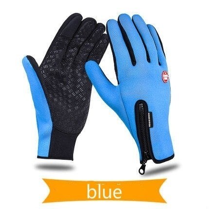 Gants en polaire écran tactile antidérapant étendu 24cm polaire chaude imperméable/coupe-vent gants d'hiver unisexe gants pour SmartPhone: Bleu / L