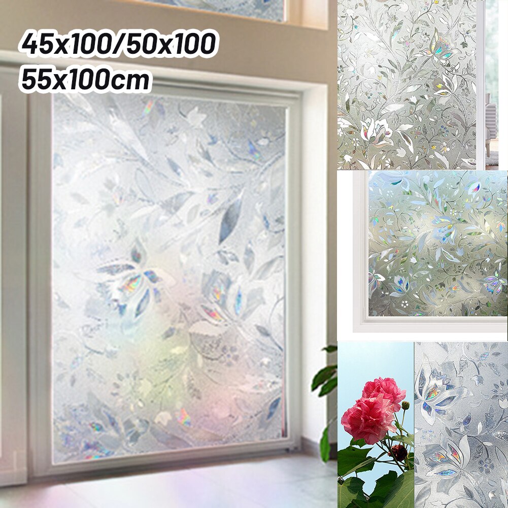 1*pvc Glass Sticker Tulip Flower 3D Static Cling Decorative Privacy Etched Glass Window Film Vinyl Newly