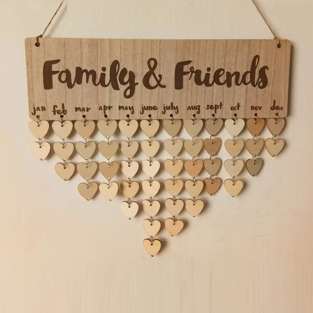 Houten Kalender Lijst Verjaardagsfeestje Woondecoratie Hanger DIY Kalender Ambachten Woonkamer Decoratie: plum