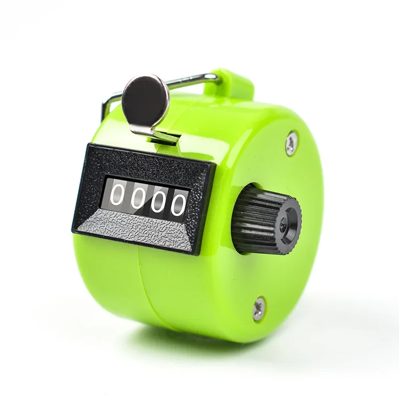 Hand Digitale Teller met Metalen Lap Tally Counter Handheld Clicker 4 Cijfers Chrome Golf Mensen Tellen 4-cijferige Tellers: green