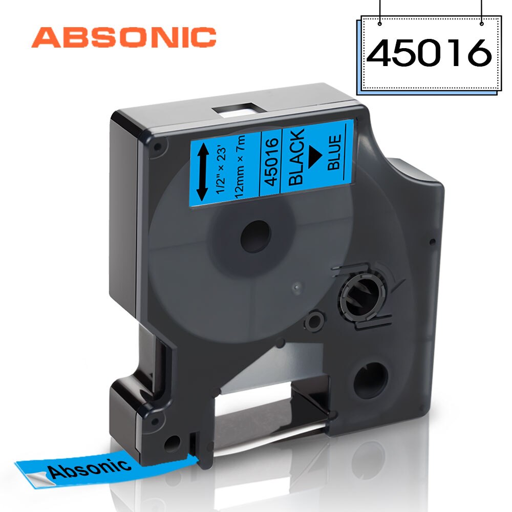 Absonic 1PCS 45014 Blue on White 12mm Label Tape Mixed Colors for DYMO D1 45013 Tapes for DYMO LabelManager 160 280 Label Maker: Black on Blue