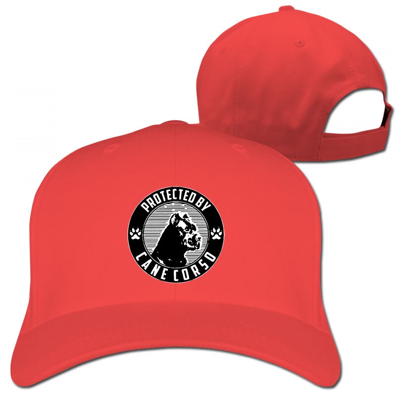 Protected by cane corso Baseball cap men women Trucker Hats adjustable cap: 1-Red