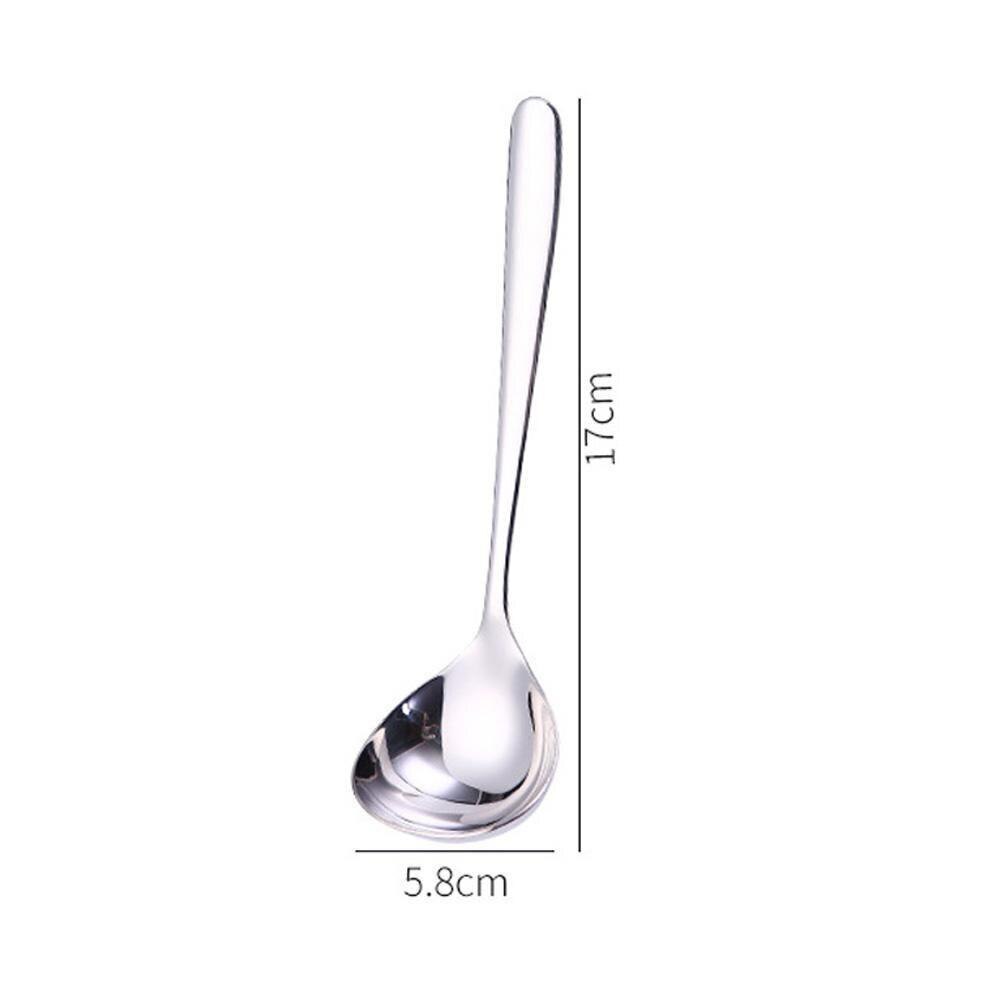 Stainless Steel Soup Spoon for Home Kitchen Cooking Sauce Spoon: Silver / L