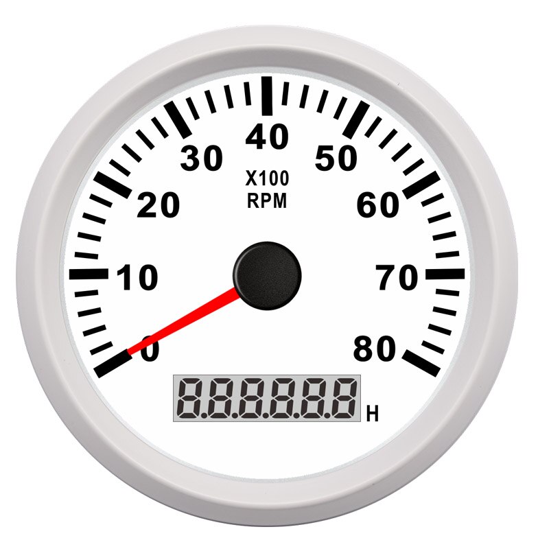 Marine Tachometer 8K Digital Meter fit Car Boat Diesel Generator Engine Gasoline Engine With Red Backlight 12-24V: WW