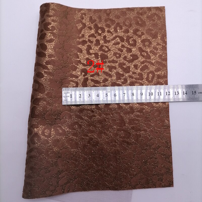 Hojas de tela de imitación de ante para lazos, hojas de cuero de imitación suave de leopardo, dos tonos, marrón brillante, bricolaje, 21x29CM, KM707