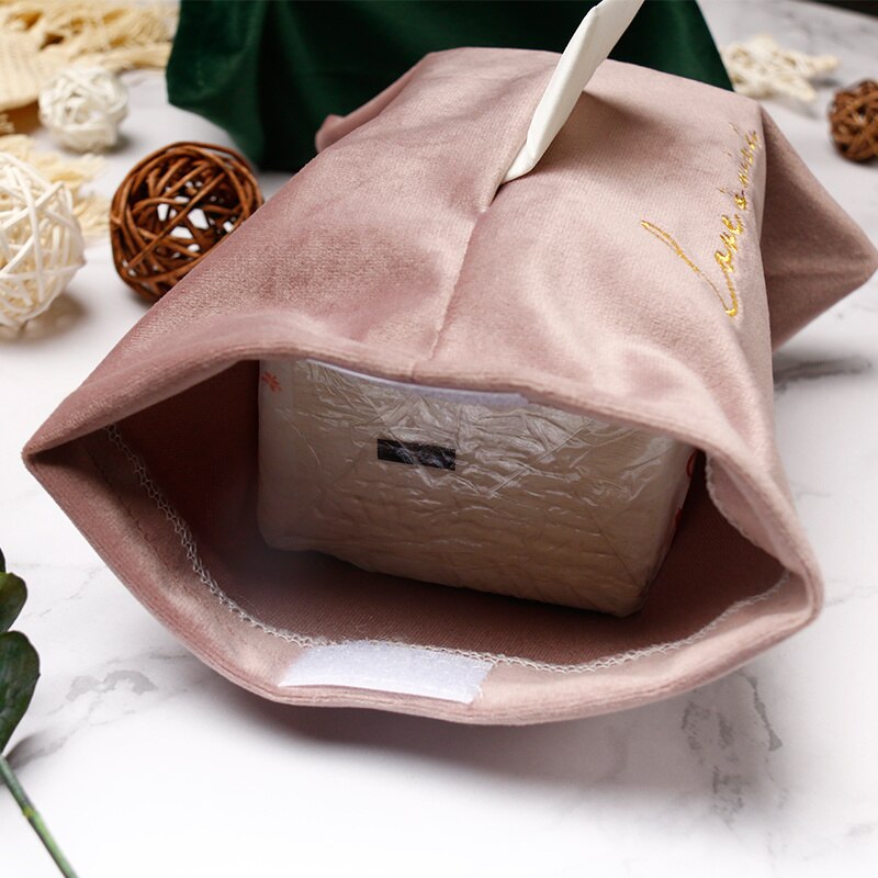 Nordic Embroidery Velvet Tissue Box Cloth Tissue Cover Home Car Pumping Storage Box Kitchen Desktop Decoration Organization